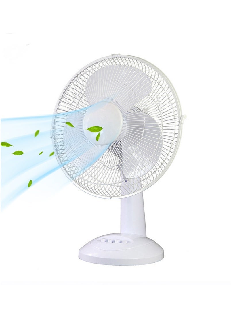 16 Inch Oscillating Table Fan with Adjustable Tilt, Desktop Fan with Convenient Push Button Controls, Quiet, 3 Speeds, Desk Fan Ideal for Home, Bedroom, Dorm & Office (White)